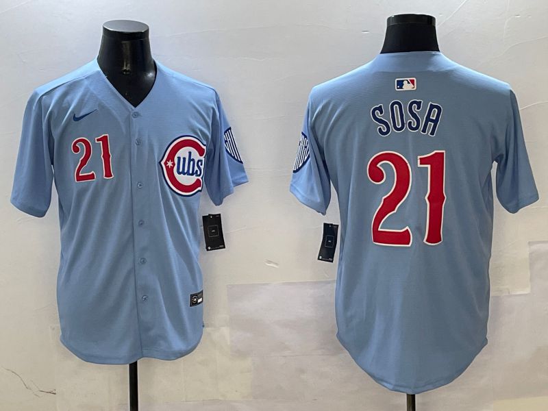 Men Chicago Cubs #21 Sosa Light Blue Throwback Fashion 2025 Nike MLB Jersey style 7->chicago cubs->MLB Jersey